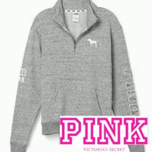 VS PINK RARE gray heathered quarter zip XS